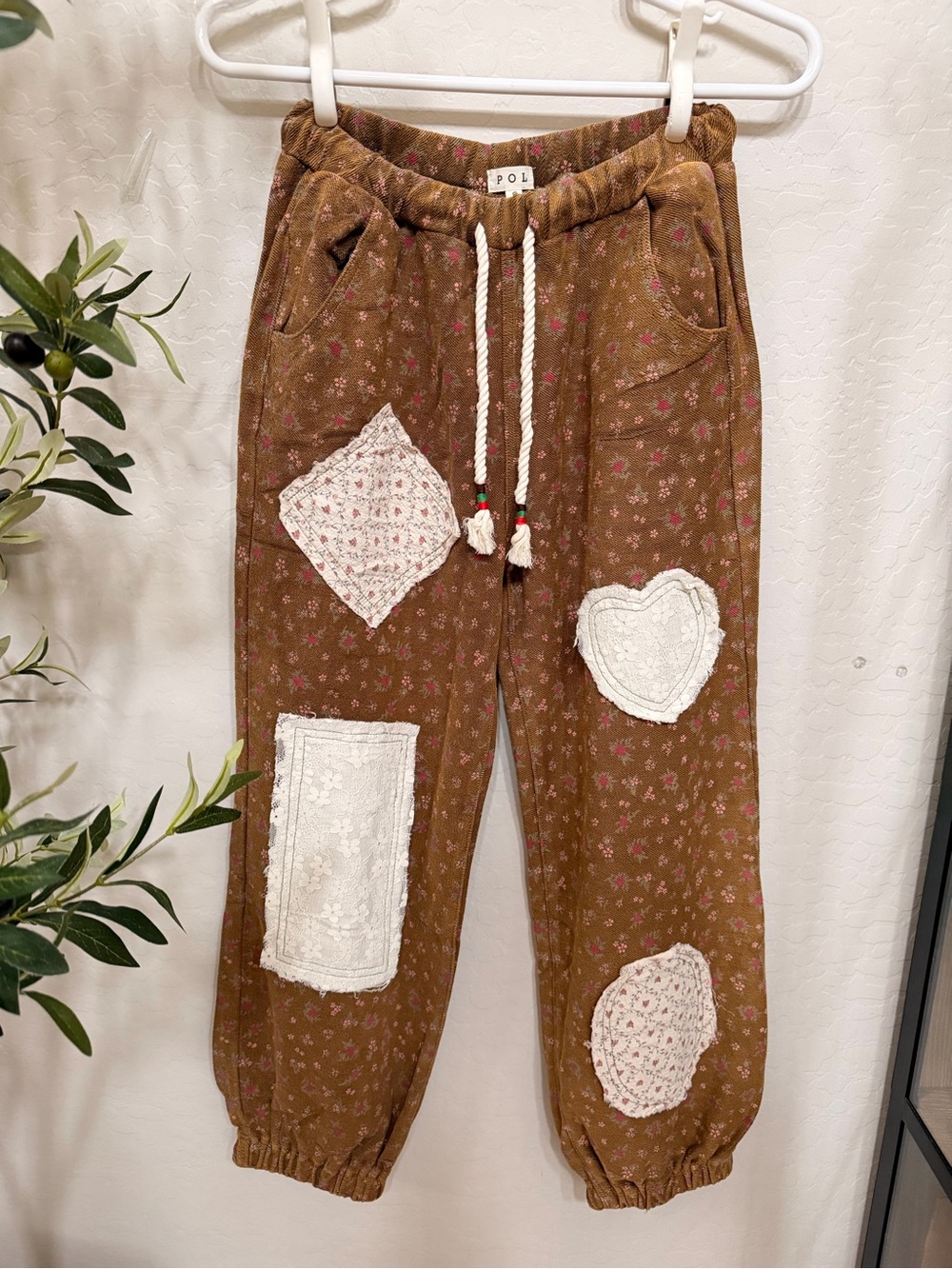 NWT POL Boho Patchwork Wide-Leg Pants in Brown - Picture 4 of 9